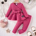 thumbnail image 3 of QGJZVUNL Toddler Baby Girl Clothes Long Sleeve Knitted Bowknot Sweater Shirts and Pants Fall Winter Outfits Size 6-9 Months, 3 of 6