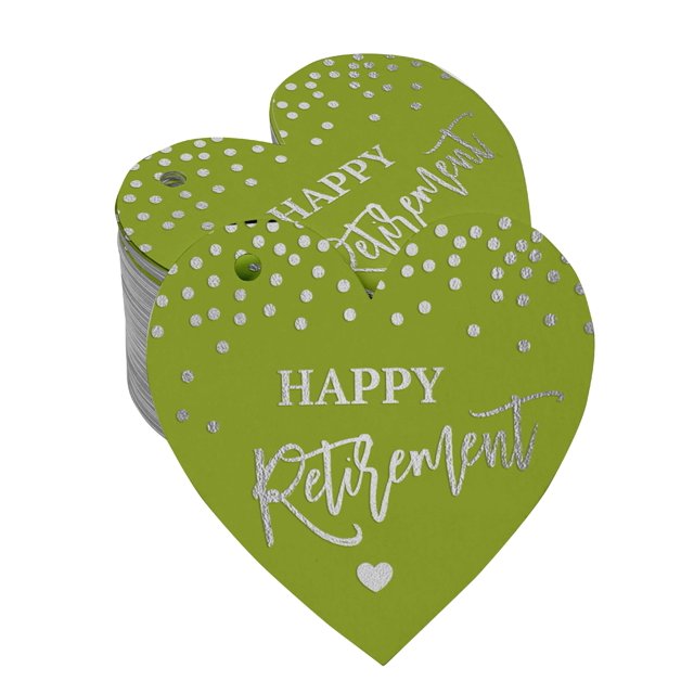 Inkdotpot Silver Foil Paper Hang Tags Happy Retirement Favor Tags 50 Pieces