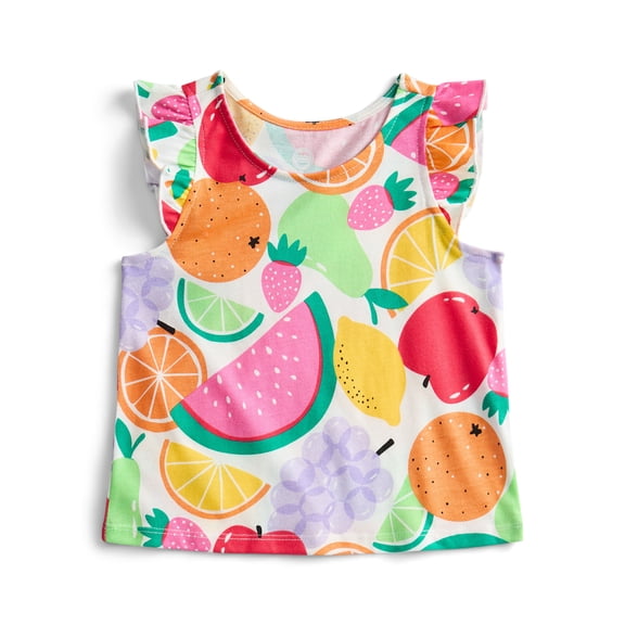 Wonder Nation Toddler Girls Printed Tank Top with Ruffle Sleeves, Sizes 18M–5T