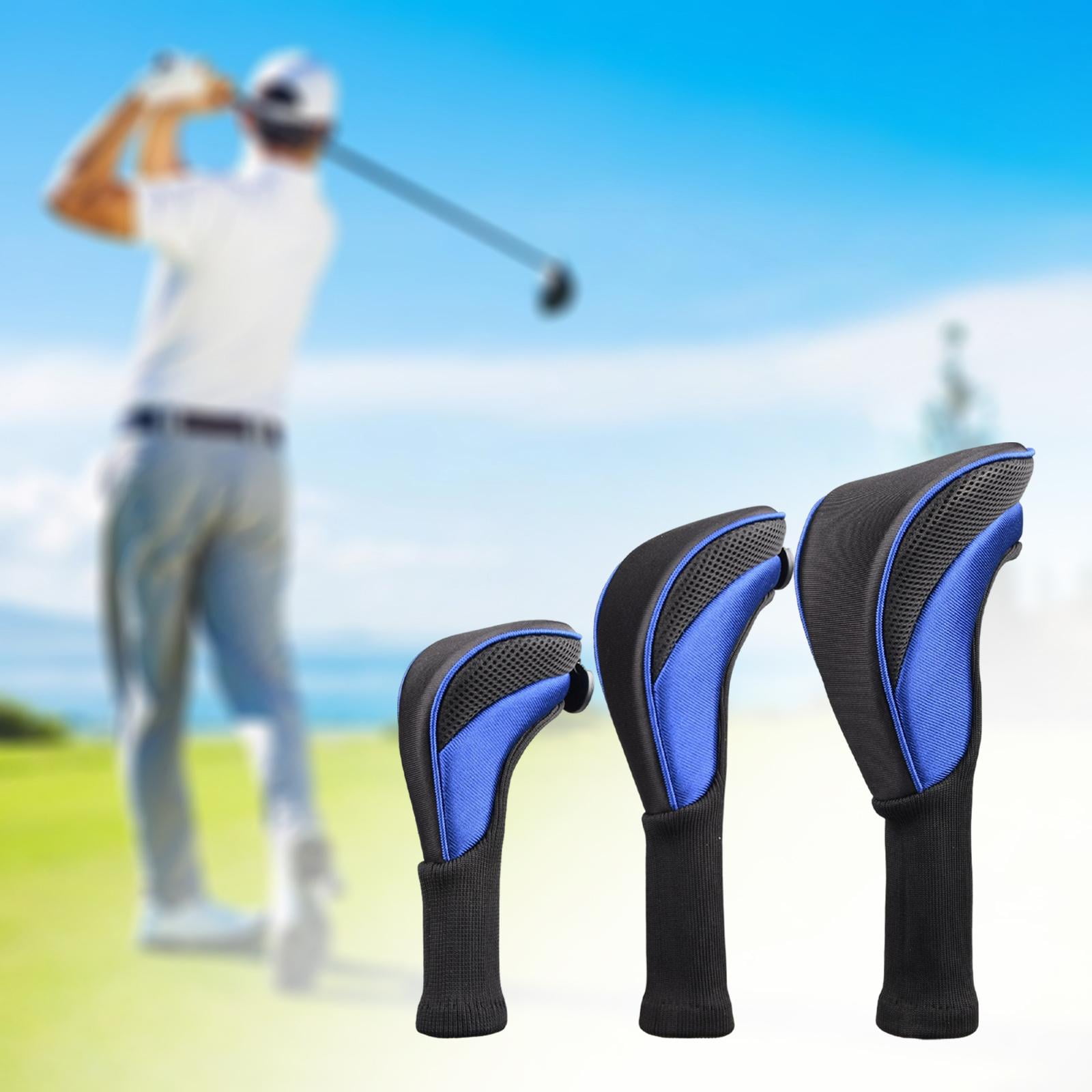 funtasica Golf Club Head Cover 1, 3 4 5 7 X Driver Fairway Woods Headcovers, Hybrid Head Cover Set with Interchangeable Tags Fits Fairway And Driver Clubs , New Blue, L