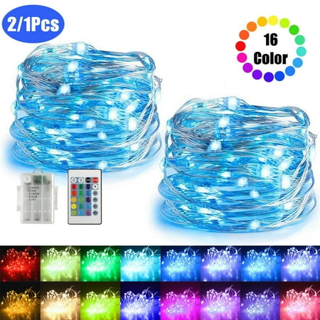 16ft 50LED Copper Battery Powered Multi Color Changing Fairy String Lights With Remote Control for Indoor Bedroom Christmas Wedding