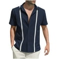 thumbnail image 2 of Men's Linen Shirt, Short Sleeve Camp Shirt with Button Front and Collar for Breathable Casual Comfort, 2 of 7