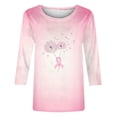 thumbnail image 5 of BODOAO Breast Cancer Awareness Graphic Tee for Women, Floral Ribbon Sparkle Print, 3/4 Sleeve Crew Neck Shirt for October Support Events, Fundraisers and Everyday Wear Rose Gold 3XL, 5 of 5