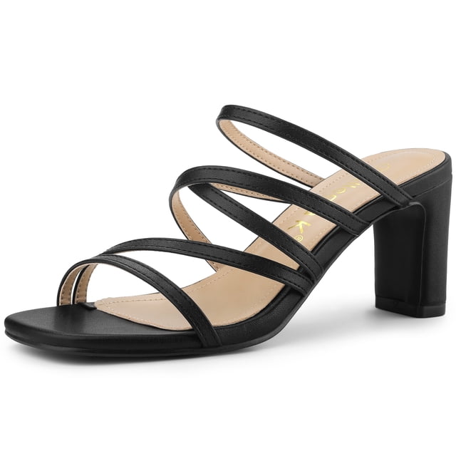 BLISSFUL STEP Sandales à Talon Bloc à Brides Croisées pour Femmes