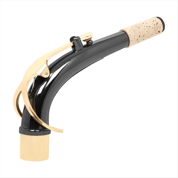 Accesorio de Cuello Curvo para SaxofóN Alto, Corcho MetáLico con Pieza de Repuesto con Acabado Niquelado Negro, Dorado