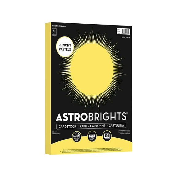 Astrobrights Punchy Pastels 65 lb. Colored Paper 8.5" x 11" Lively Lemon 100 Sheets/Pack 91785