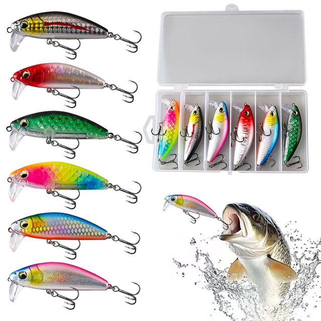 LOS PESCA Cebado Artificial Kit Hunding Minnow Trout Crank Bait Bass Fish (6pcs)