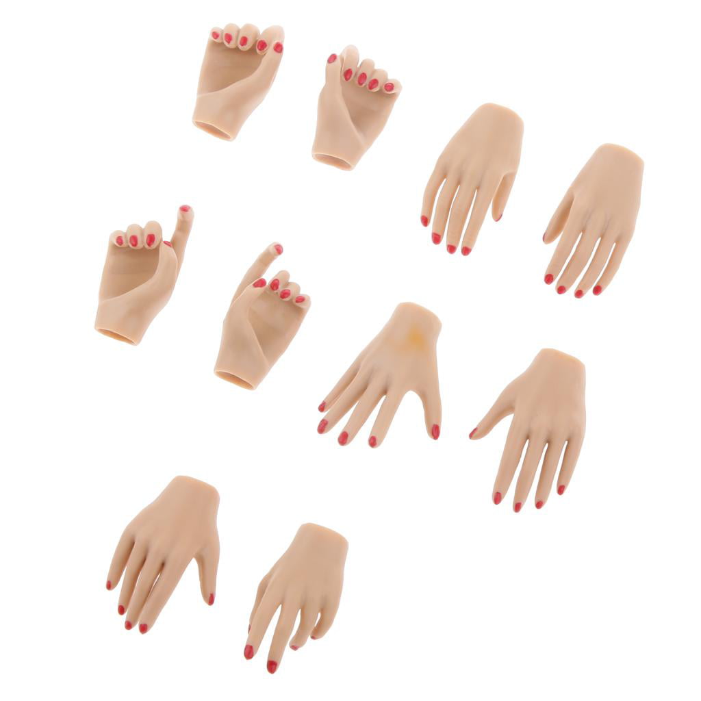 5 Pairs 1/6 Female Hand Types Models Nail Polish Pink Skin For 12'' Figure 