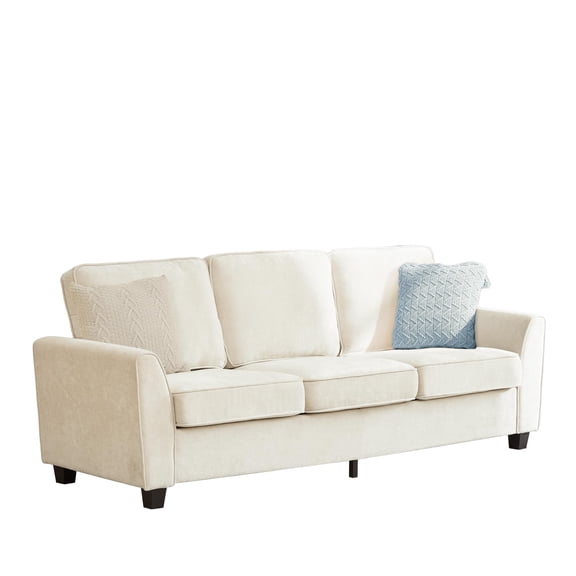 83" Oversized Chenille Sofa for Living Room | 3-Seater Cloud Couch with Washable Covers & Deep Seats | Mid-Century Modern Upholstered Sofa with Armrests for Apartment, Bedroom & Office, Beige/Grey