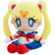 Sailor Moon Plush Doll Tsukino Usagi Chibiusa Cute Cartoon Figure Plushie Stuffed Toy Soft Cushion Pillow Gift Collection Decoration for Fans Kids Girls (25cm/9.84inch, Blue)