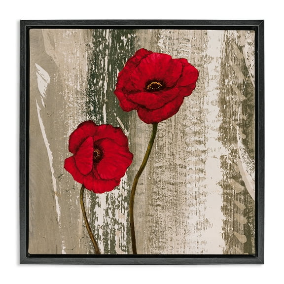 Stupell Industries Rustic Red Anemones Plants & Flowers Painting Black Floater Framed Canvas Art Print Wall Art, 18 x 18