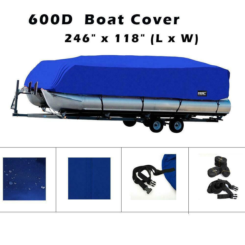 Boat Cover Waterproof Trailerable Pontoon Heavy Duty Fabric Gray 21 22 23 24FT