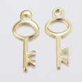 thumbnail image 2 of 10 colgantes de llave de acero inoxidable 304 dorado, 15 x 6 x 0,8 mm, colgantes personalizados, sencillos, redondos y huecos con orificio de 1,5 mm., 2 of 2