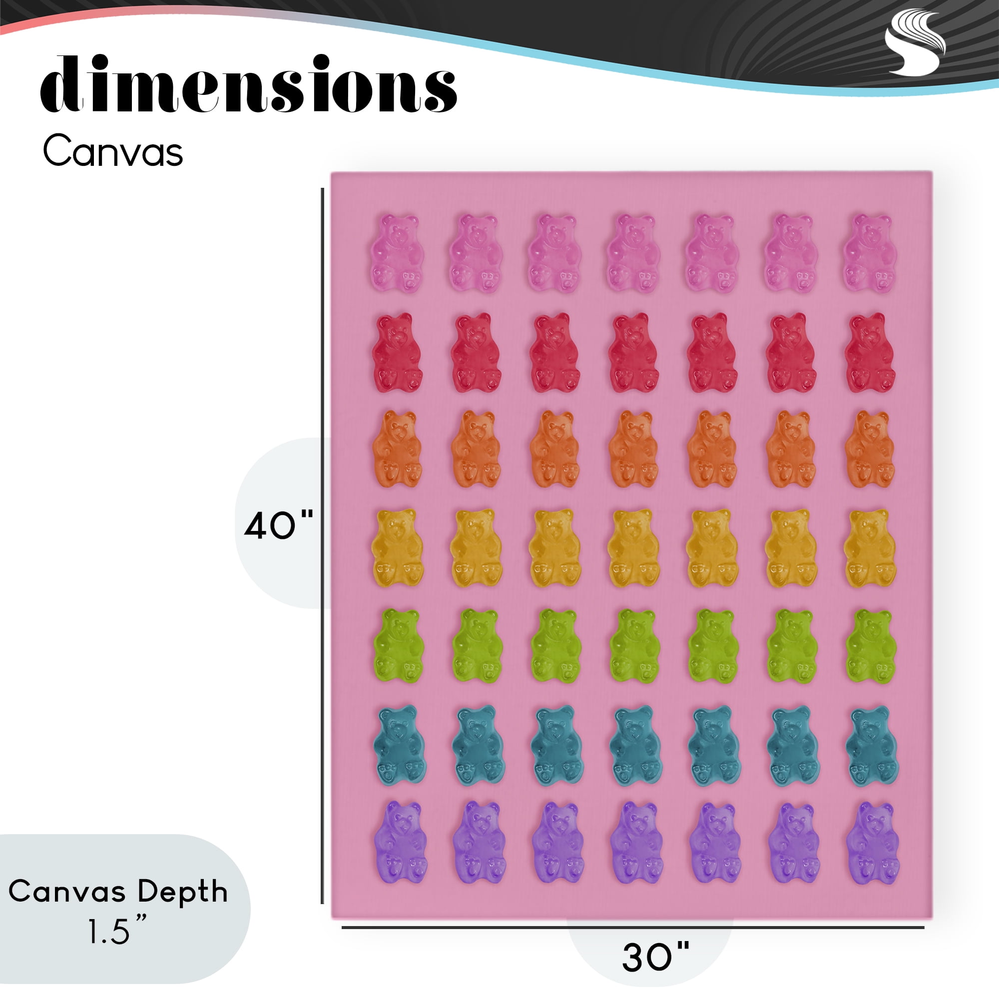 Stupell Industries Rainbow Candy Bears on Pink Canvas Wall Art, design by LISH Creative