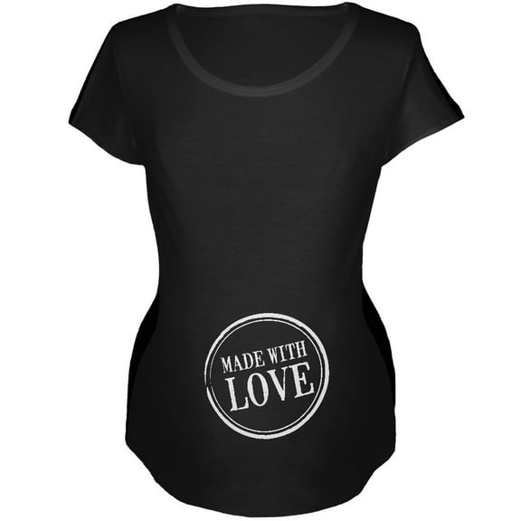Valentine's Day - Made With Love Black Maternity Soft T-Shirt - X-Large