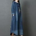 thumbnail image 4 of Up to 35% off Ndbuld Women's Summer Plus Size Dress Women's Loose Fashionable Comfortable Cotton Denim Shirt Skirt,Blue,2XL, 4 of 7