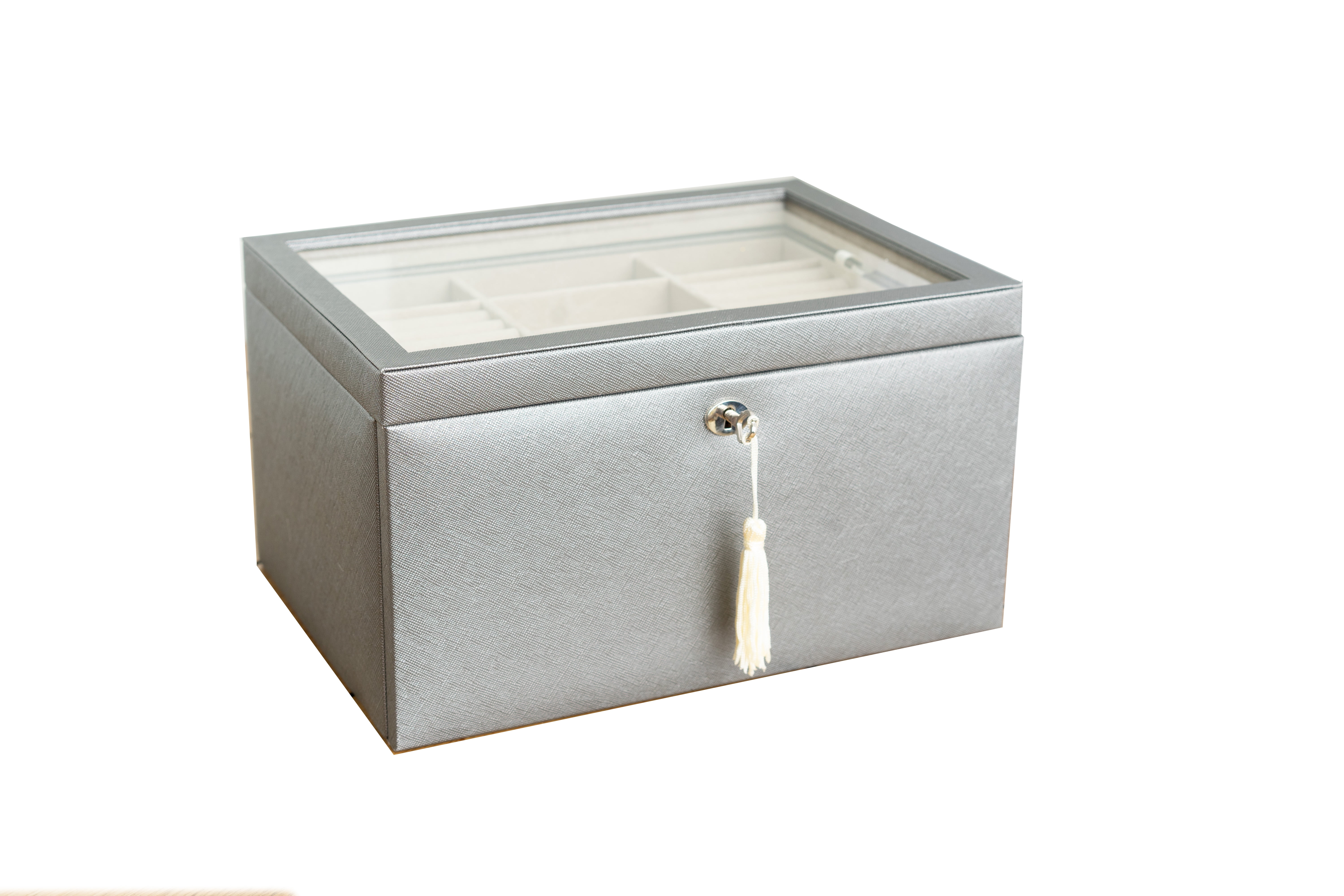 Hives and Honey Danielle Leather Jewelry Box for Women, Pewter