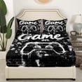 thumbnail image 3 of Erosebridal Black Gamepads Sheet Set Twin,Geometric Plaid Bedding Sets Twin Size,Video Game Twin Sheet Sets,Microfiber Gamer Room Decorative,3pcs, 3 of 7
