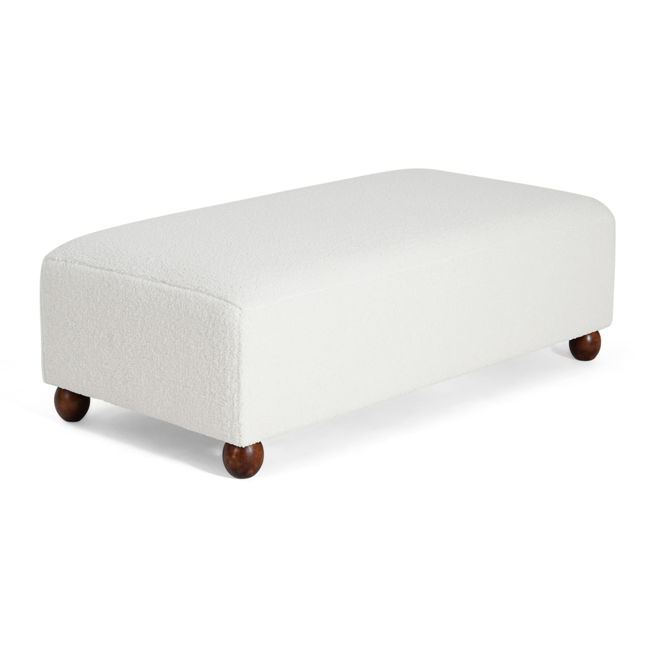 Christopher Knight Home 48" Modern Comfortable Ottoman Bench, Boucle Upholstery with Wooden Legs, White