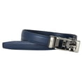 thumbnail image 3 of Leather Ratchet Belt for Women, Trim to Fit 18"- 44" Waist, Automatic Slide Buckle, No Holes, Gift Box by CANDOR AND CLASS (W723 Gunmetal / Navy 25mm width, Small), 3 of 8