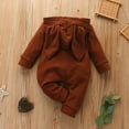 thumbnail image 5 of Mikilon Toddler Kids Boys Girls Cute Cartoon Rabbit Ears Solid Color Cotton Romper Baby Clothes for Girls 3-6 Months Brown 2023 Deal, 5 of 7