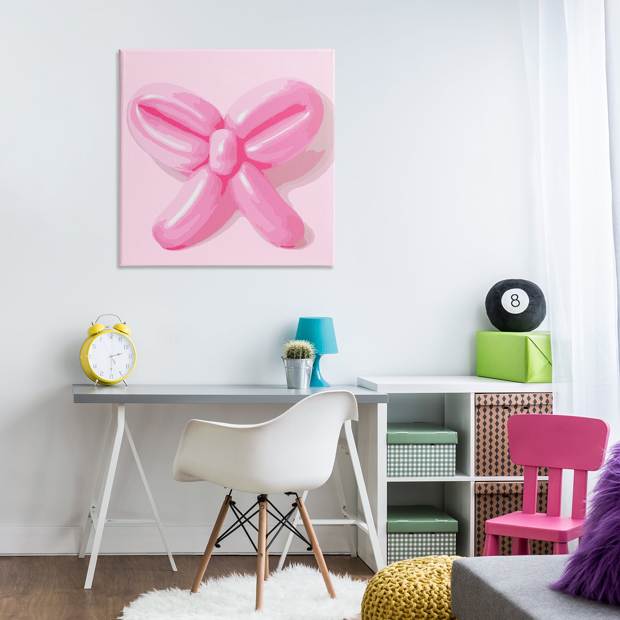 Stupell Industries Pink Balloon Bow Abstract Painting Wrapped Canvas Art Print Wall Art, 30 x 30