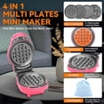 thumbnail image 3 of Máquina para hacer gofres Baker's Friend, tamaño mini rosquilla 4 en 1, color rojo, 3 of 6