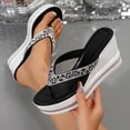 thumbnail image 6 of SACFOF Rhinestone Wedge Sandals for Women Platform Flip Flops Women's T-Strap Sandals Comfortable Walking Open Toe Slippers Casual Summer Beach Sparkly Slip On Slides Wedding Party Dress Shoes, 6 of 6