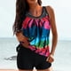 thumbnail image 2 of Gibobby Conjunto de bikini sexy Trajes de baño de dos piezas para mujer Camiseta sin mangas con estampado de puntos con trajes de baño Boyshorts(Azul claro,CH), 2 of 5