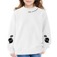 thumbnail image 4 of XQYLOS Kids Girls Cute Graphic Sweatshirt White Pullover Hoodie Playful Print Soft Cotton Comfort Fit Casual Streetwear Long Sleeve Top, 4 of 8