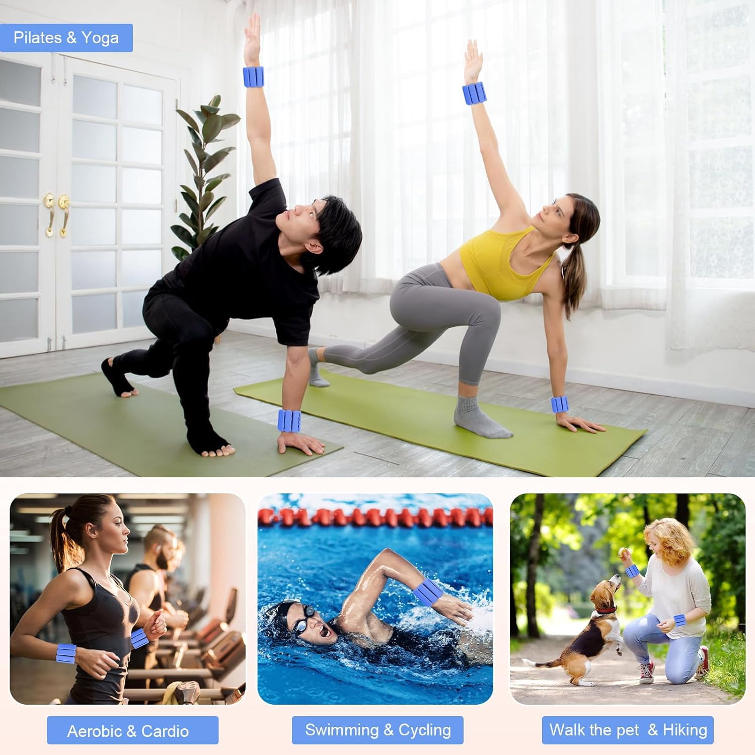 Wrist Weights Set of 2(1Lbs Each), Adjustable Wrist and Ankle Weights for Women and Men, Wearable Arm & Leg Weights Set for Walking, Yoga, Swimming, Cardio, Aerobics, Gym