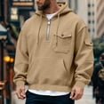 thumbnail image 2 of MOJOGO Heavyweight Sweatshirts for Men Casual Quarter-zip Hoodie Loose Pullover Tops Warm Outfits with Pockets Khaki 3XL, 2 of 6