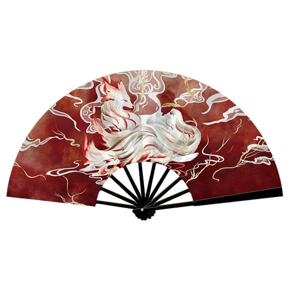 Chinese Folding Fan Summer OutdoorDomineering Hand Decor Bamboo Wood T7N7