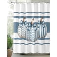 thumbnail image 2 of Fall Shower Curtain Stripe Blue Pumpkin Shower Curtains for Bathroom Thanksgiving Decor, Waterproof Polyester Shower Curtain Set with Hooks, Standard Size 72" x 72" Bow Tie, 2 of 6