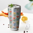 thumbnail image 4 of 30oz Pioneer Flower Floral Print Pattern Tumbler, Double Wall Vacuum Insulated Cup, BPA-Free Leak Proof Lid & Reusable Straws, Hot 12h, Cold 34h, 4 of 6
