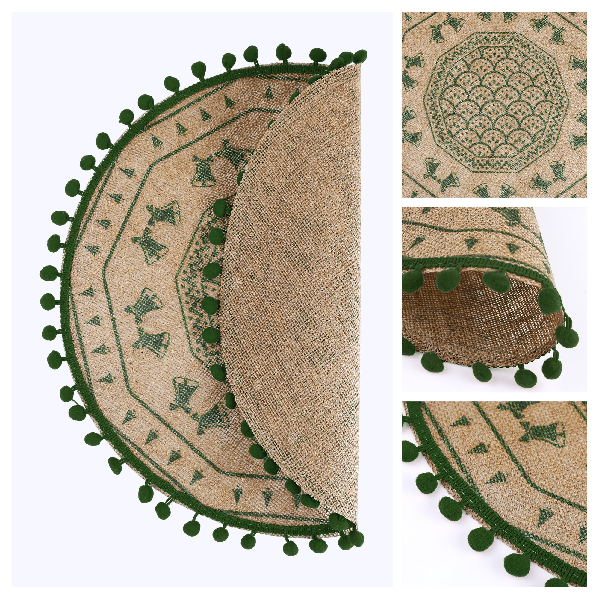 Unique Bargains Set of 6 Round Farmhouse Placemats for Dining Table Decor Green