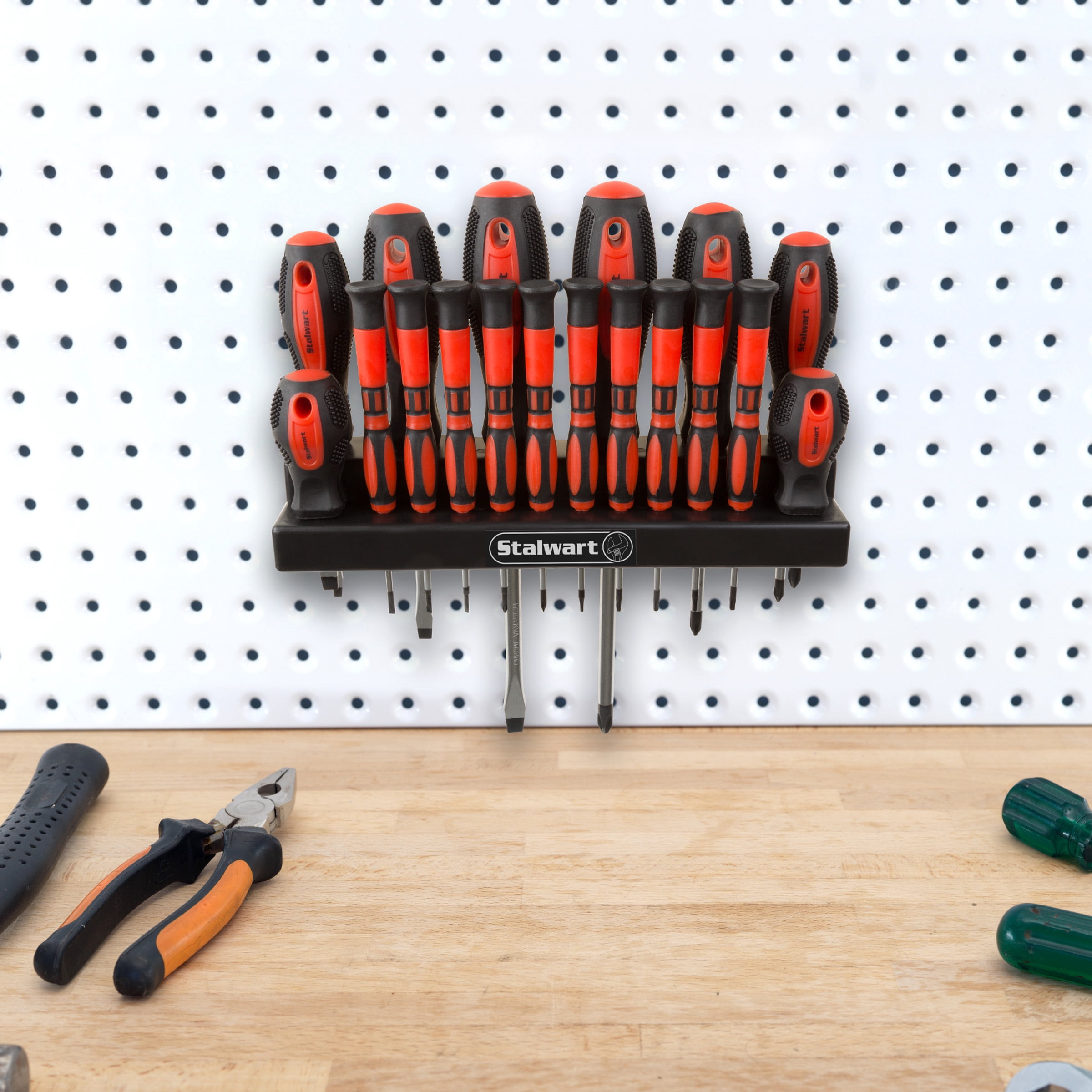 Stalwart 18 Piece Screwdriver Set with Wall Mount and Magnetic Tips- Precision Kit Including Flatheads, Phillips, and Torx Screwdrivers