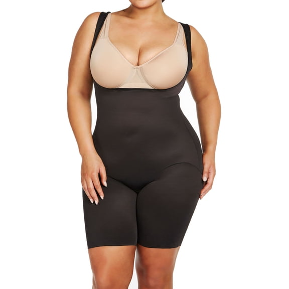 Women's Naomi & Nicole 7776 Plus Unbelievable Comfort Torsette Thigh Slimmerr (Black 3X)