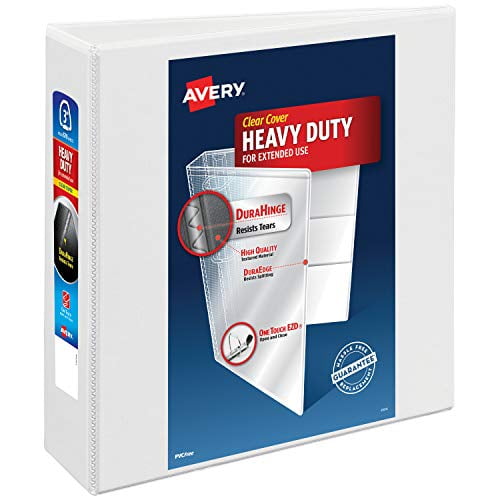 Avery 3' Heavy Duty View 3 Ring Binder, One Touch EZD Ring, Holds 8.5' x 11' Paper, 1 White Binder (79193)