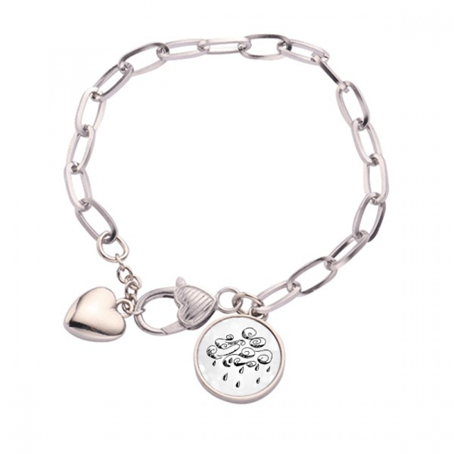 Nublado lluvia patron pintado a mano Pulsera de cadena de corazón joyería encanto moda
