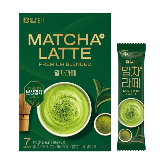 Damtuh Matcha Latte Powder, 20g x 7 Sticks – Creamy Korean Matcha Latte Powder Mix, Instant Green Tea Drink Mix for Smooth Café-Style Matcha