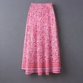 thumbnail image 5 of Crunowin Long Skirts for Women Floral Print High Waist Summer Beach Bohemian A Line Maxi Skirts Pink Size L, 5 of 6
