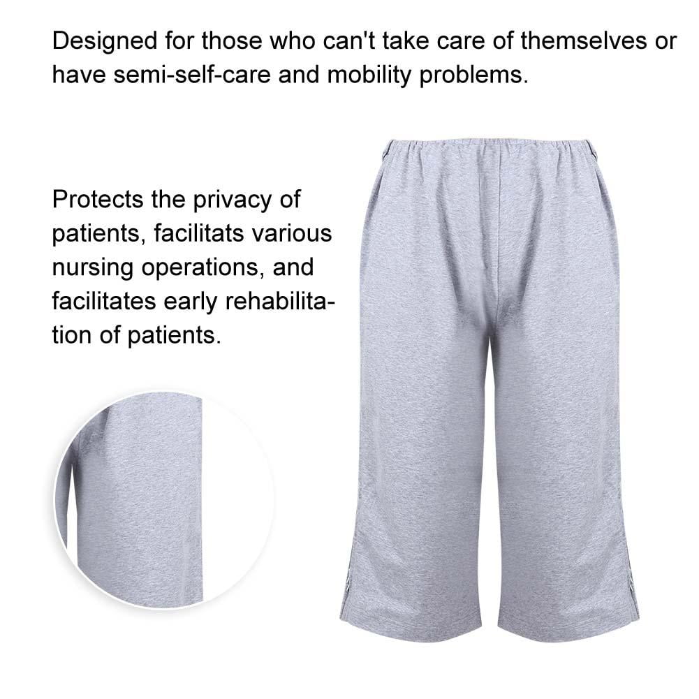 Herwey Unisex Patients Cropped Pants with Zipper Convenient to Take off