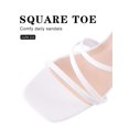 thumbnail image 3 of Sandalias de tacón LACUONE con tacón ancho con tiras para mujer, color blanco 11, 3 of 5