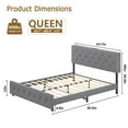 thumbnail image 2 of CREATIVE HOBBIES Bed Frame Platform Bed with USB Port Headboard Wood Slat Support Bed Frame Upholstered Platform with Adjustable Headboard, 2 of 9
