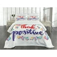 thumbnail image 3 of Ambesonne Inspirational Quilted Bedspread Set 3 Pcs, Think Positive, King Size, Multicolor, 3 of 5