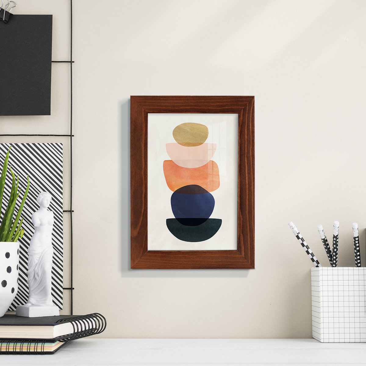 Mod Pods II -Framed Print w/glass-Chestnut