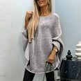 thumbnail image 5 of Women'S Elegant Knitted Cape Sweater Crew Neck Long Sleeve Baggy Tops Fashion Knitted Shawl Sweater Grey L, 5 of 8