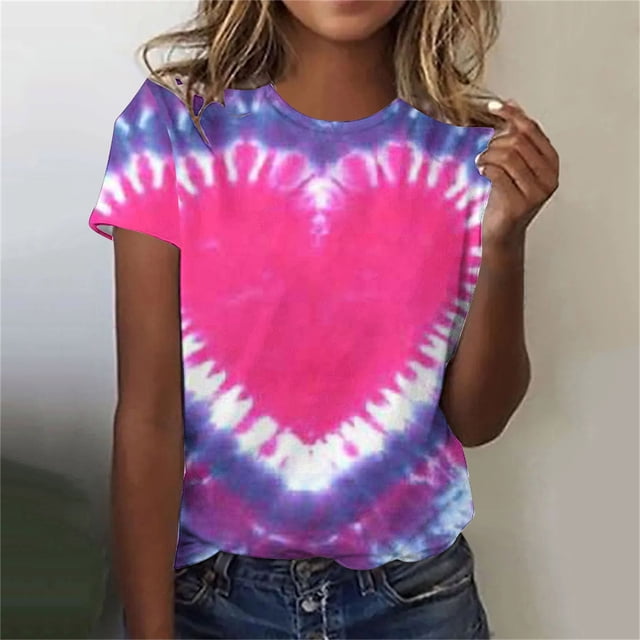 Fiudx Ofertas Flash Artículos En Oferta Camiseta Estampada Informal y de Moda para Mujer con Cuello Redondo y Top de Manga Corta