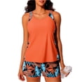 thumbnail image 3 of JoveMarine Women's Two Piece Sport Swimsuit Tankini Set with Swim Shorts Printed Athletic Beach Bathing Suit Bathing Suit For Womens Swimsuits Saffron XL, 3 of 7